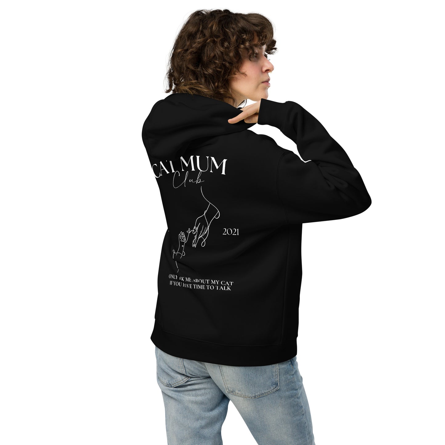 Oversized 'CAT Mum Club' Hoodie - Black