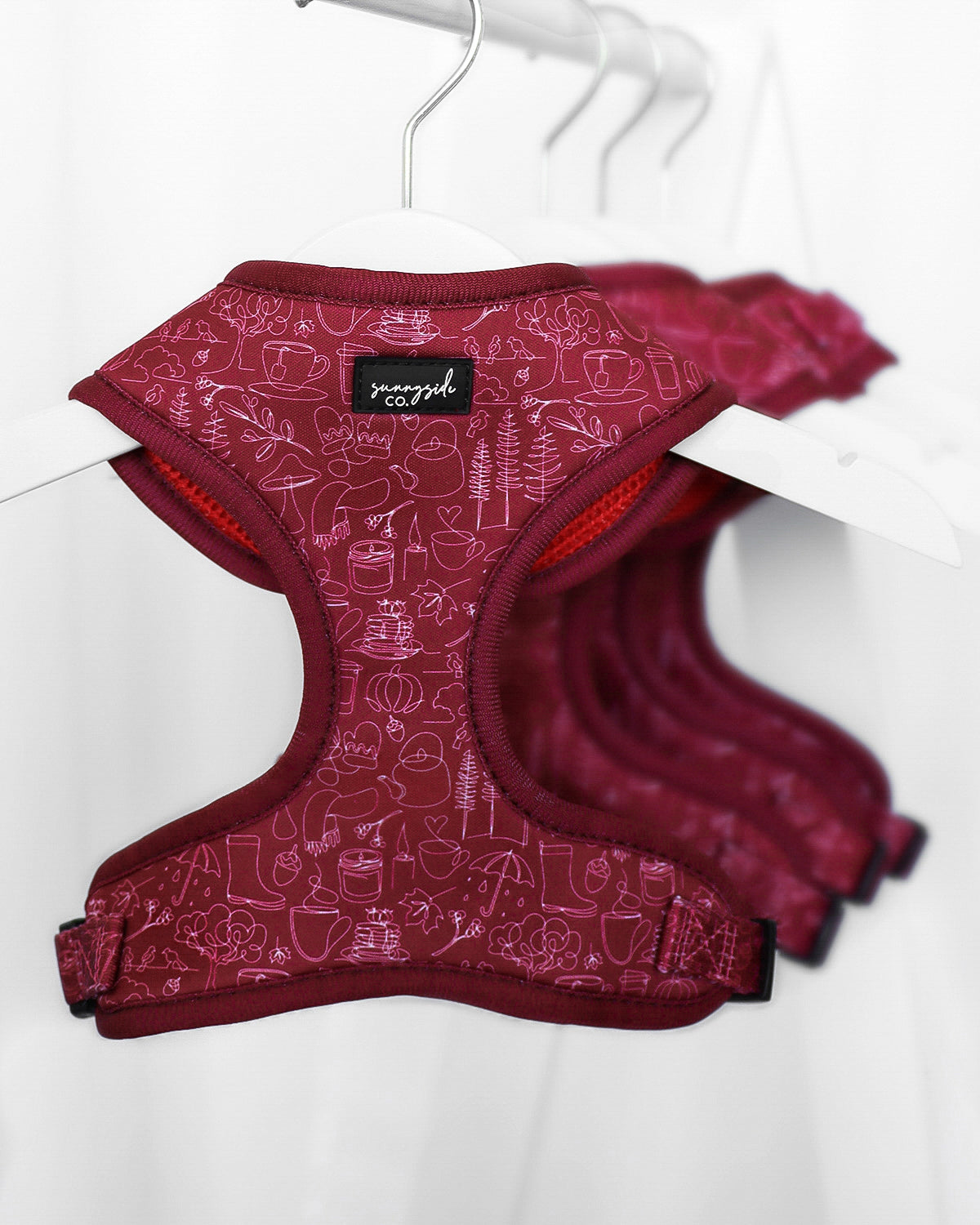 Adjustable Harness - Burgundy Doodles