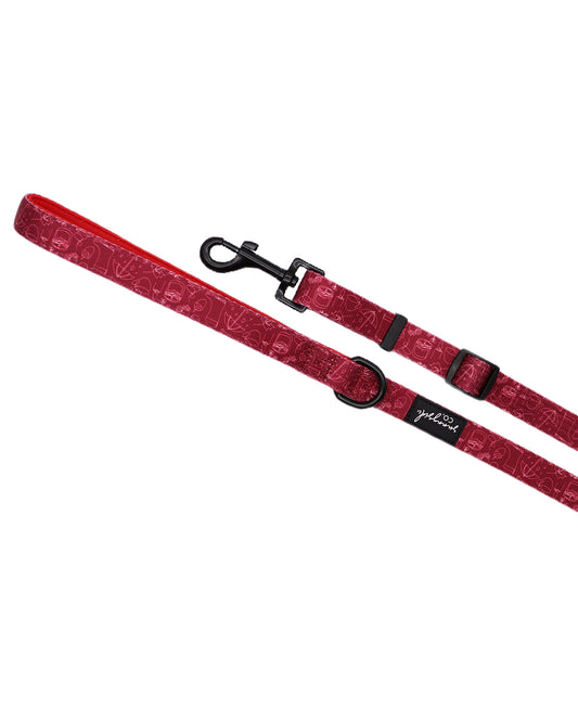 Adjustable Lead - Burgundy Doodles