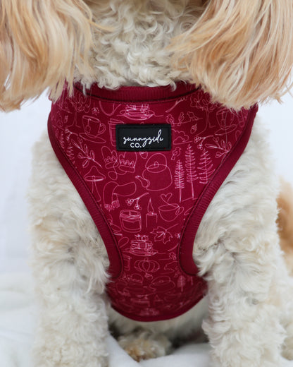 Adjustable Harness - Burgundy Doodles