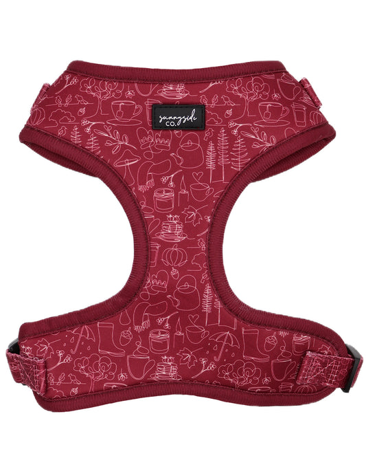 Adjustable Harness - Burgundy Doodles