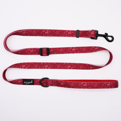 Adjustable Lead - Burgundy Doodles