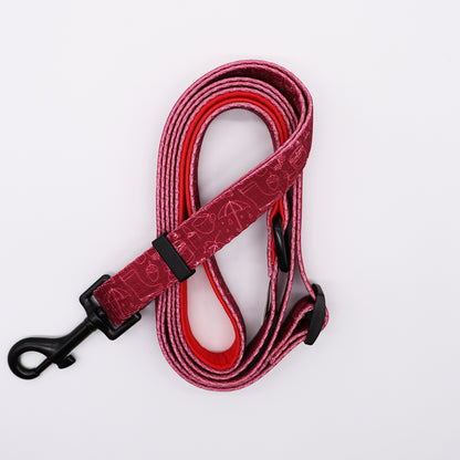 Adjustable Lead - Burgundy Doodles