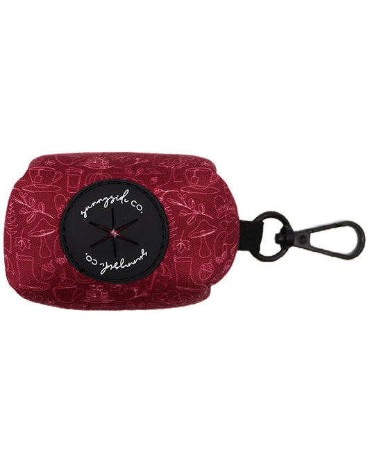 Poo Bag Holder - Burgundy Doodles