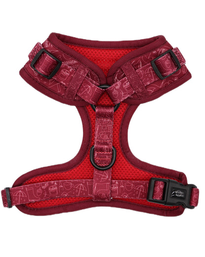 Adjustable Harness - Burgundy Doodles