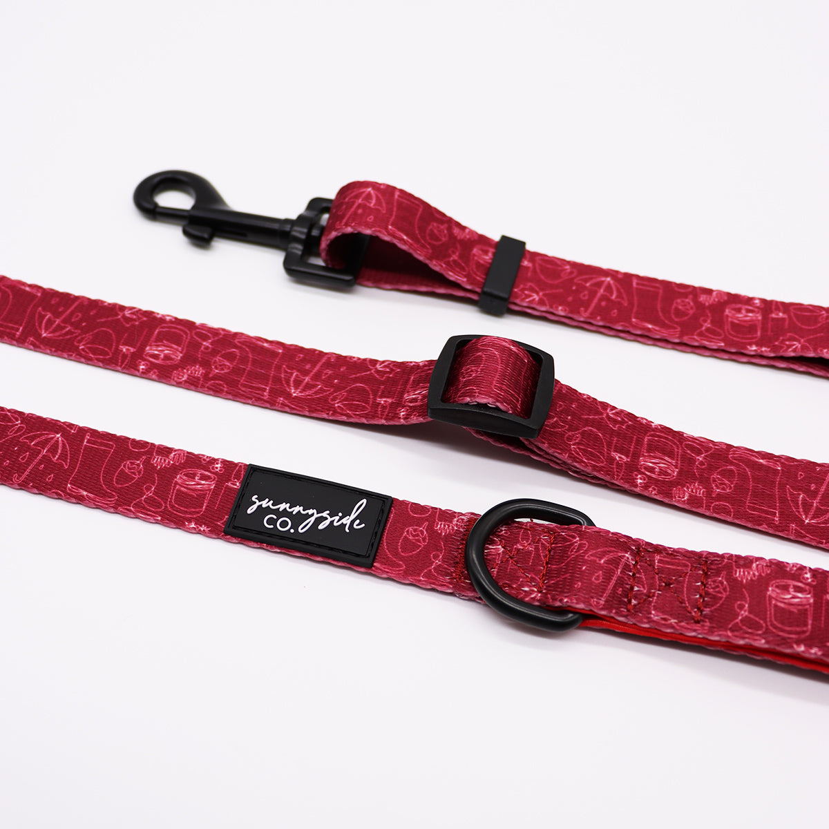 Adjustable Lead - Burgundy Doodles